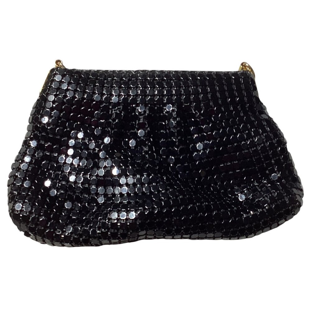 Oriental: Vintage Black Metal Mesh or Clutch Bag, Size Small 6 1/2 by 4 1/2 in